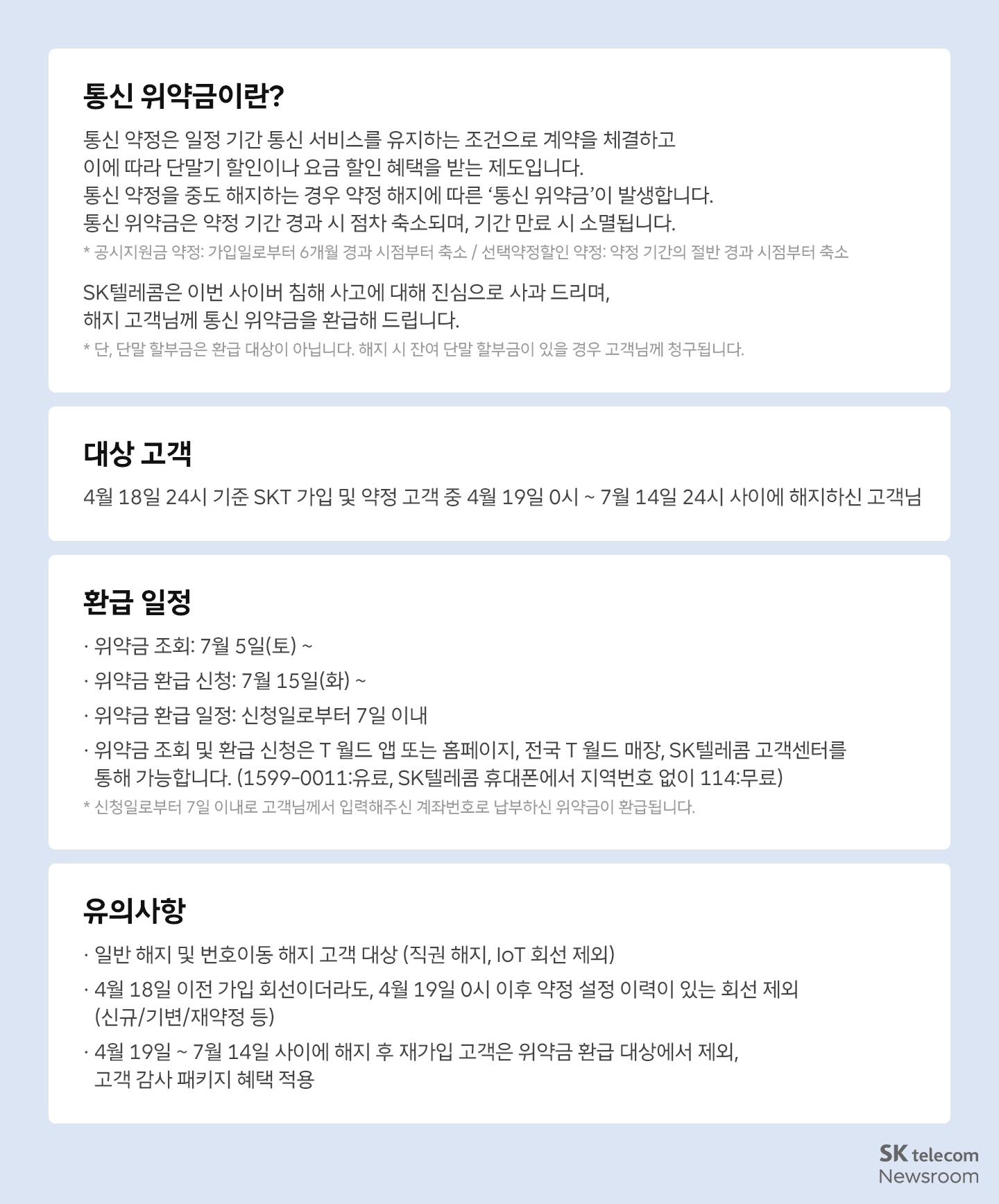 사이버 침해 사고 관련 통신 위약금 환급 안내